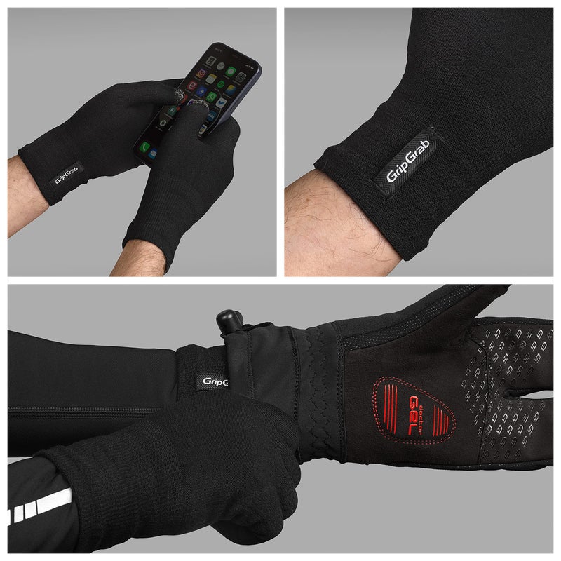 GripGrab Merino Wool Thermal Full Finger Liner Gloves Touchscreen Knitted Inner Cycling Running Hiking Undergloves - Image 3